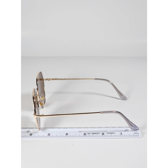Foster Grant Brown Tinted Geometric Alternative Full Frame Gold Metal Sunglasses - Picture 11 of 11